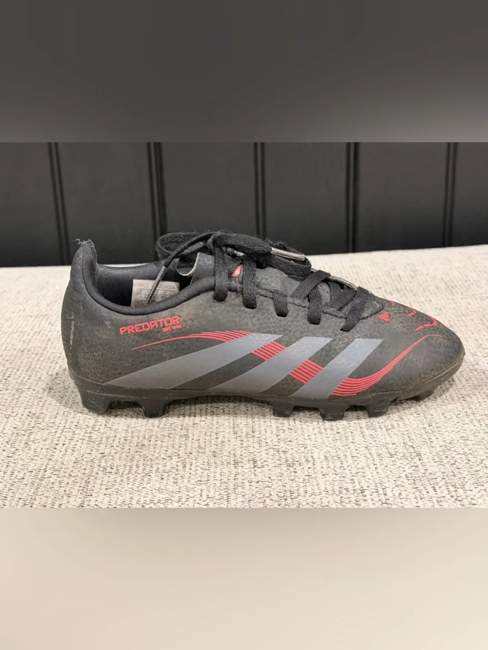 Adidas Predator Soccer Cleats in Black with Red Accents